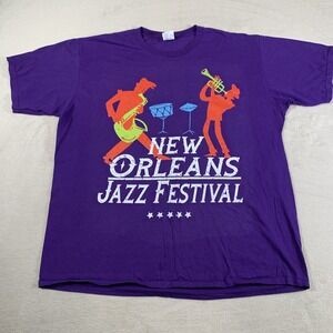 Vintage New Orleans Jazz Festival‎ Shirt Mens XL Purple Music Tee Graphic 2000s